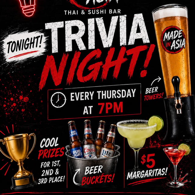 TRIVIA NIGHT !!! every Thursday 7PM